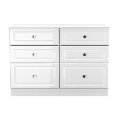 Balmoral Large Chest of Drawers White 6 Drawers 112cm