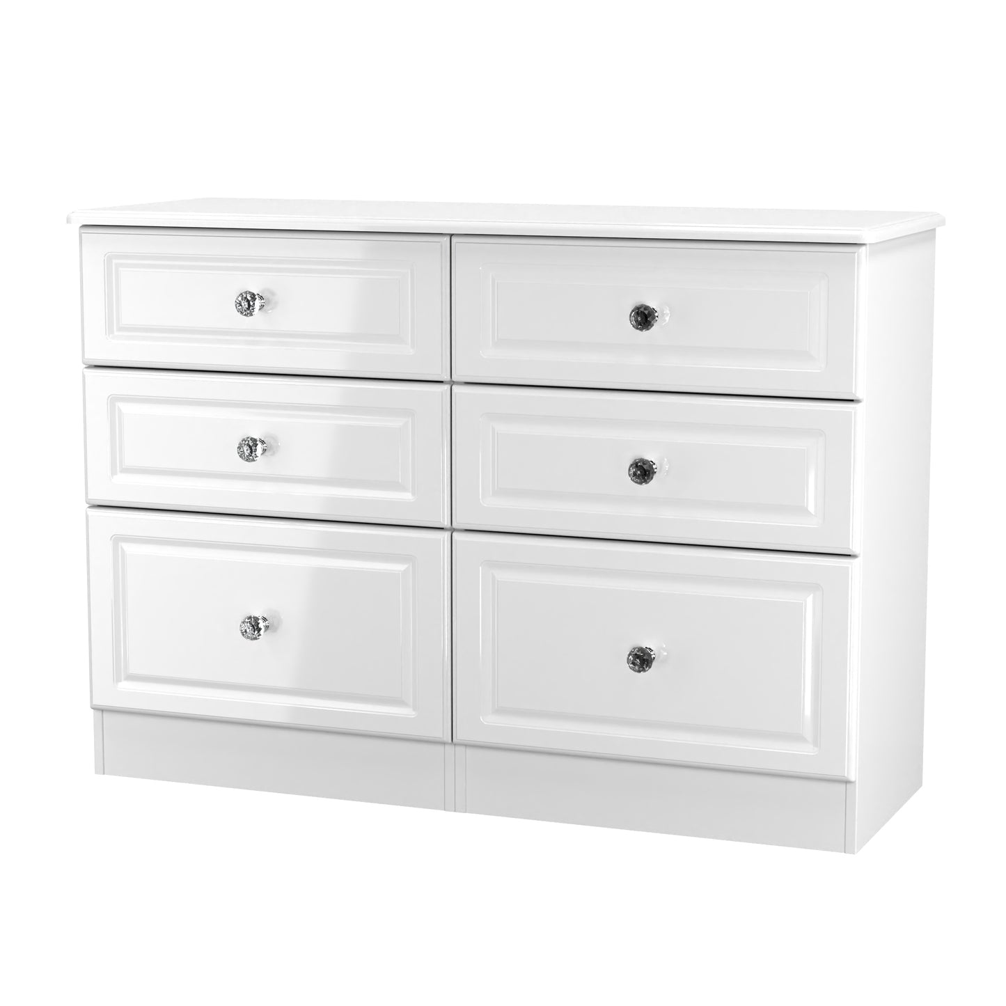 Balmoral Large Chest of Drawers White 6 Drawers 112cm