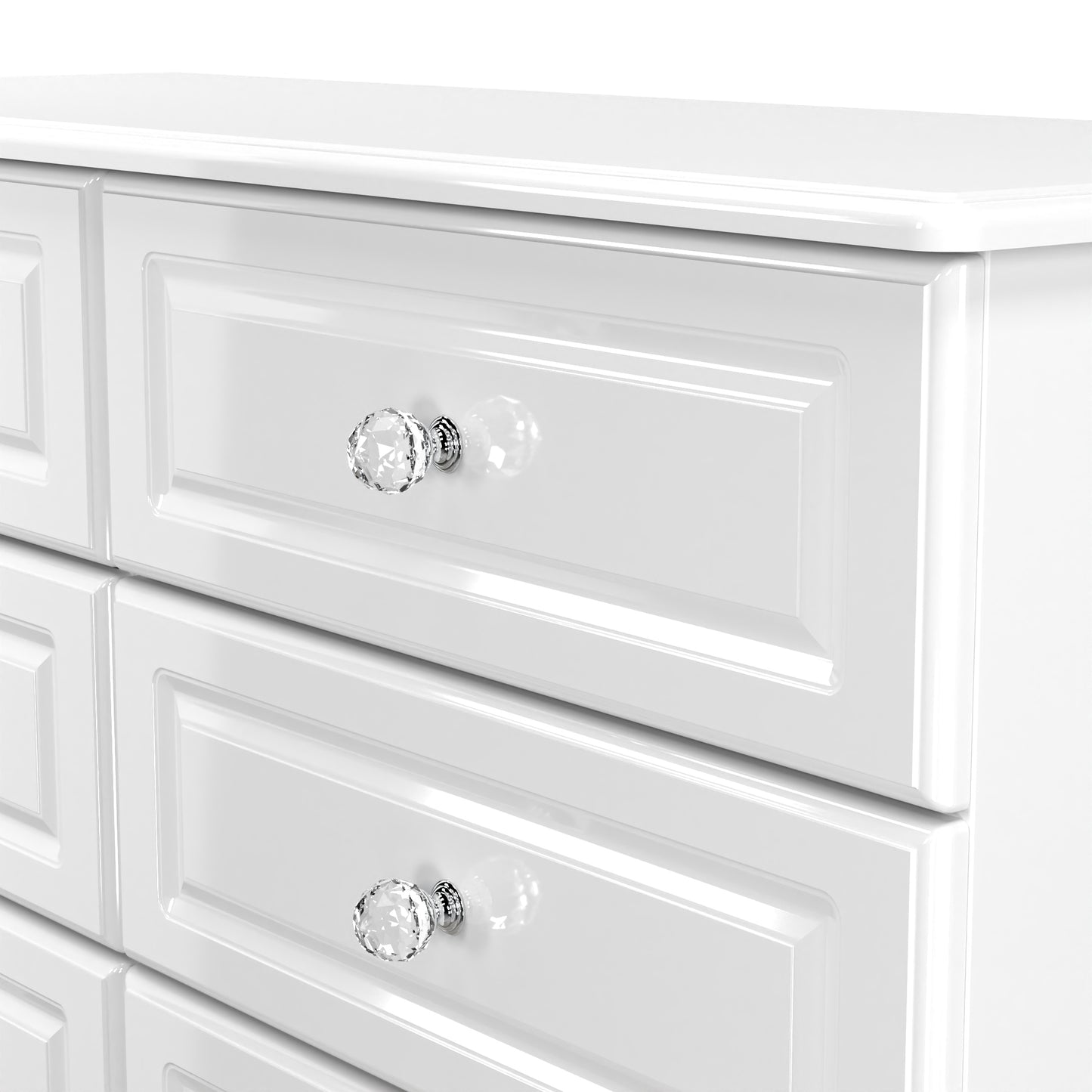 Balmoral Large Chest of Drawers White 6 Drawers 112cm