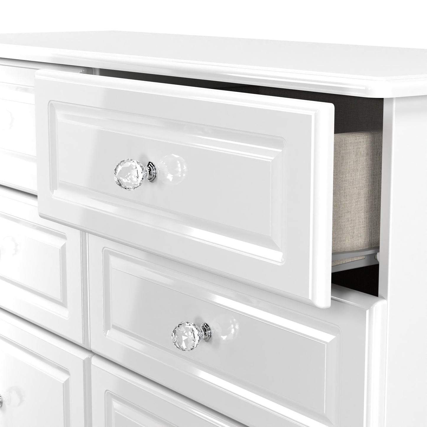 Balmoral Large Chest of Drawers White 6 Drawers 112cm