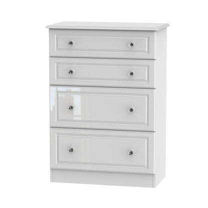 Balmoral Tall Chest of Drawers White 4 Drawers 108cm