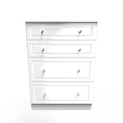 Balmoral Tall Chest of Drawers White 4 Drawers 108cm