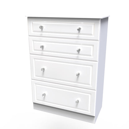Balmoral Tall Chest of Drawers White 4 Drawers 108cm