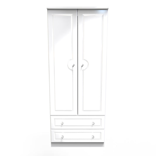 Balmoral Tall Wardrobe White 2 Doors 2 Drawers 182cm