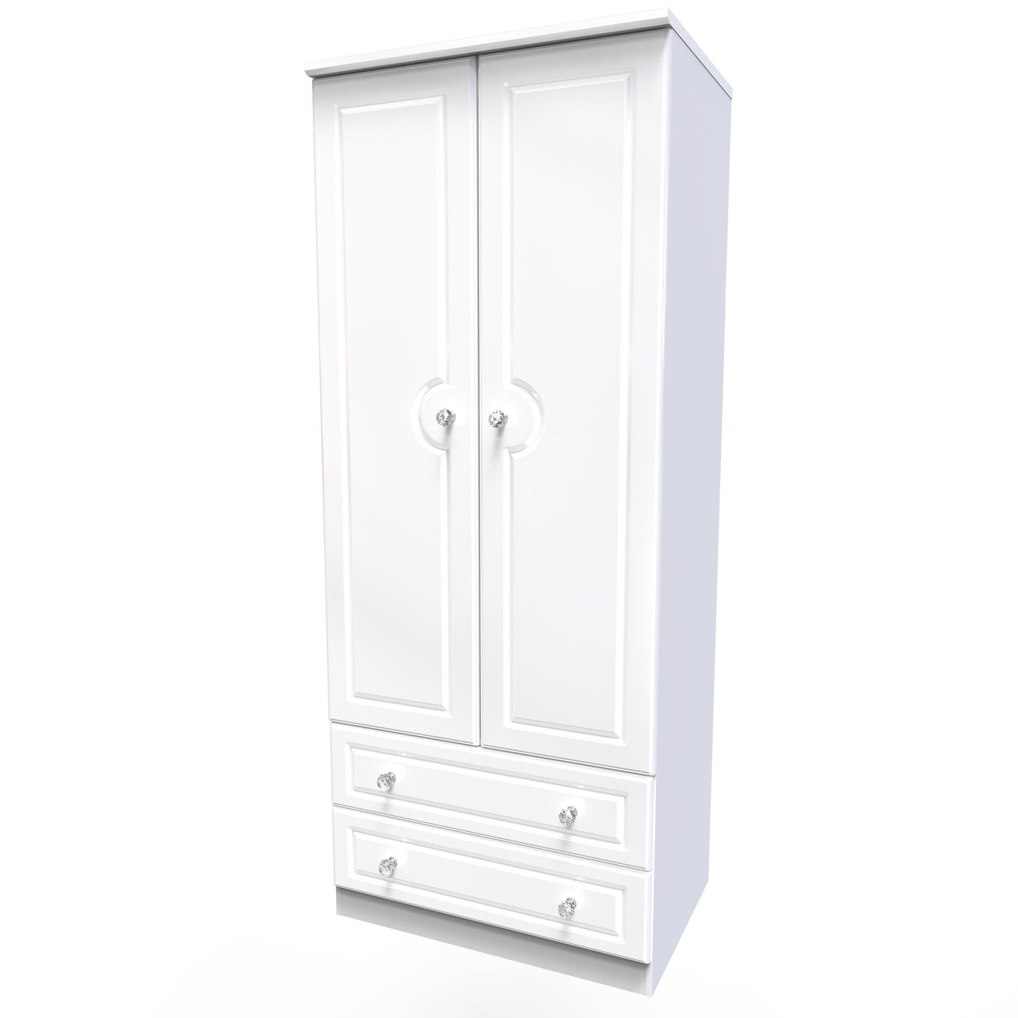 Balmoral Tall Wardrobe White 2 Doors 2 Drawers 182cm