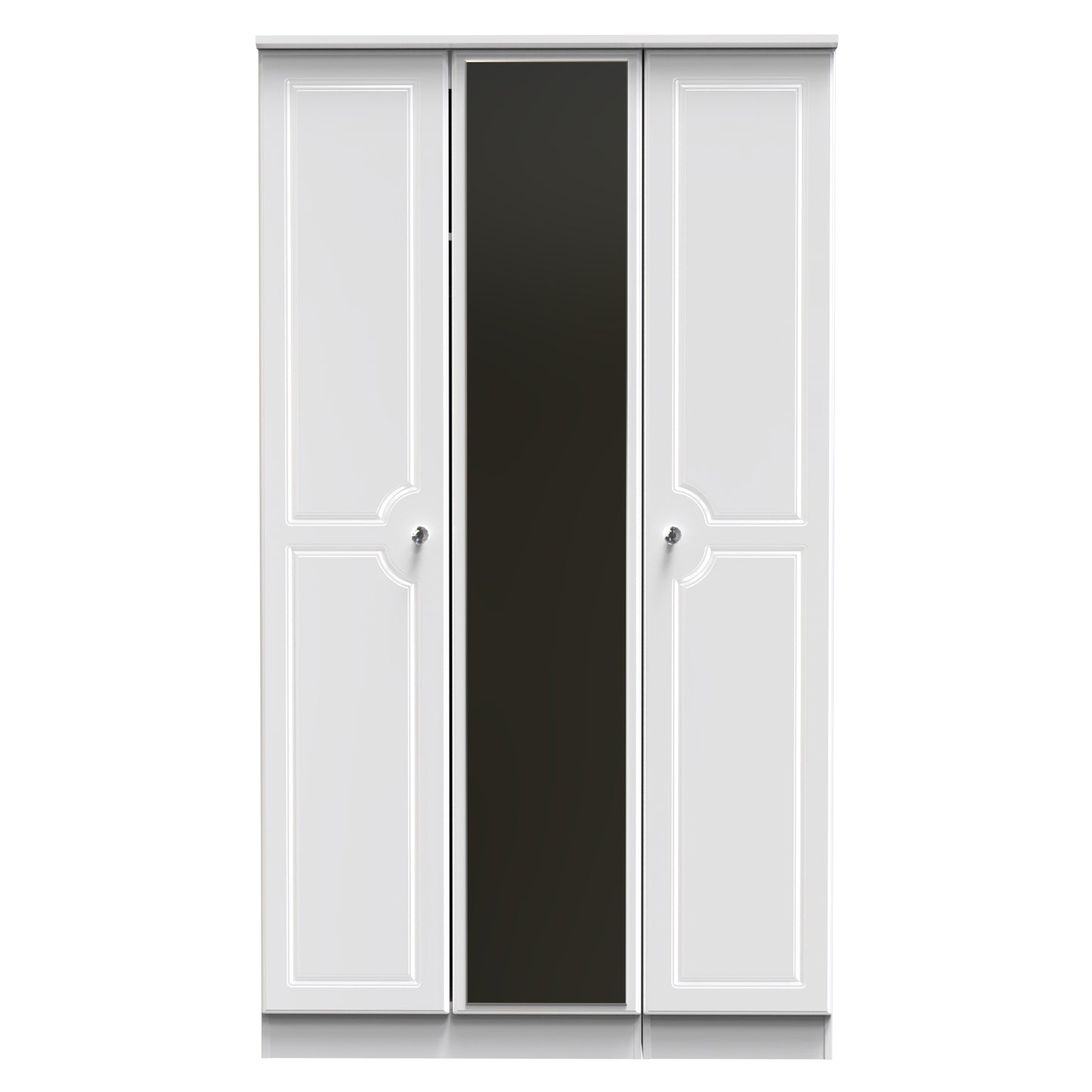 Balmoral Tall Mirror Wardrobe White 3 Doors 2 Shelves 182cm