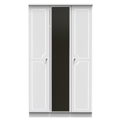 Balmoral Tall Mirror Wardrobe White 3 Doors 2 Shelves 182cm