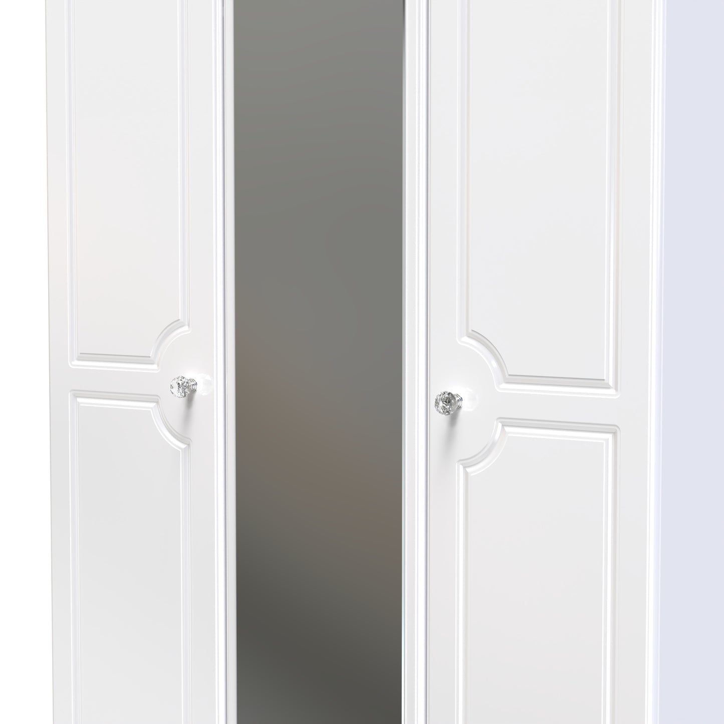 Balmoral Tall Mirror Wardrobe White 3 Doors 2 Shelves 182cm