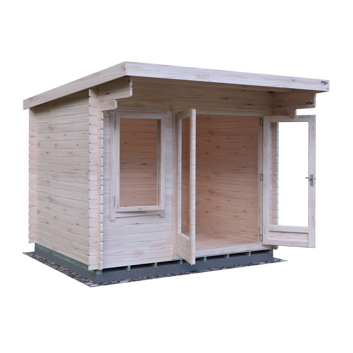 Shire Belgravia 7' 10" x 9' 9" Pent Log Cabin - Premium 44mm Cladding Tongue & Groove