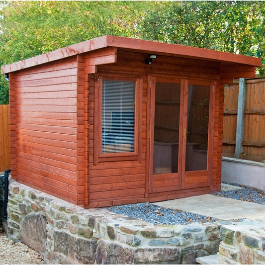 Shire Belgravia 9' 9" x 9' 9" Pent Log Cabin - Premium 44mm Cladding Tongue & Groove