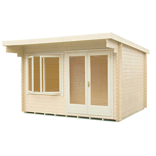 Shire Belgravia 9' 9" x 11' 9" Pent Log Cabin - Premium 44mm Cladding Tongue & Groove