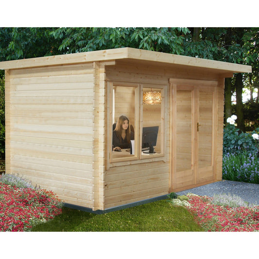 Shire Belgravia 7' 10" x 11' 9" Pent Log Cabin - Premium 44mm Cladding Tongue & Groove