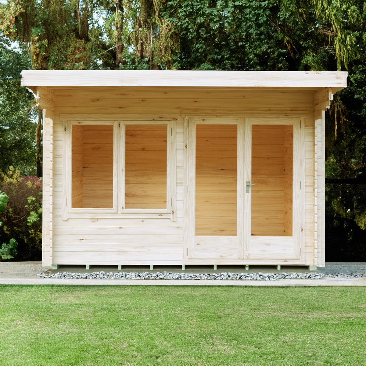 Shire Belgravia 7' 10" x 11' 9" Pent Log Cabin - Premium 34mm Cladding Tongue & Groove