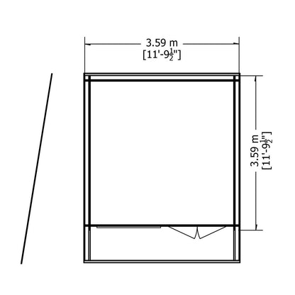 Shire Belgravia 11' 9" x 11' 9" Pent Log Cabin - Premium 70mm Cladding Tongue & Groove