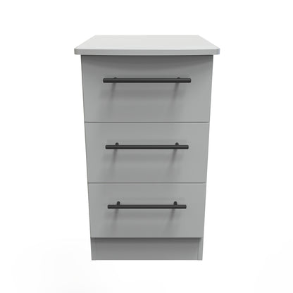 Beverley Bedside Table Grey 3 Drawers 70cm