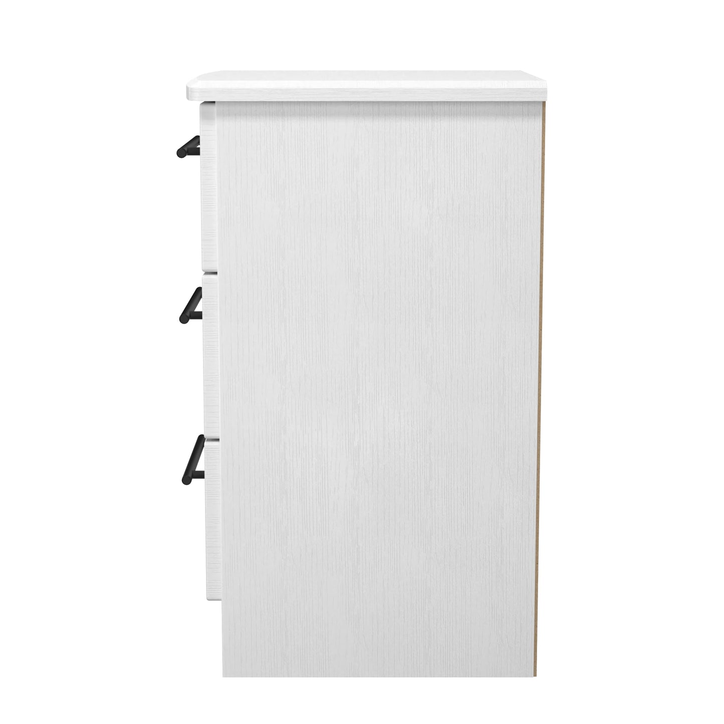 Beverley Bedside Table White 3 Drawers 70cm