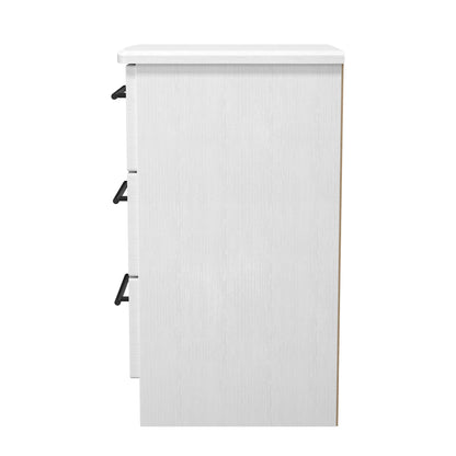 Beverley Bedside Table White 3 Drawers 70cm
