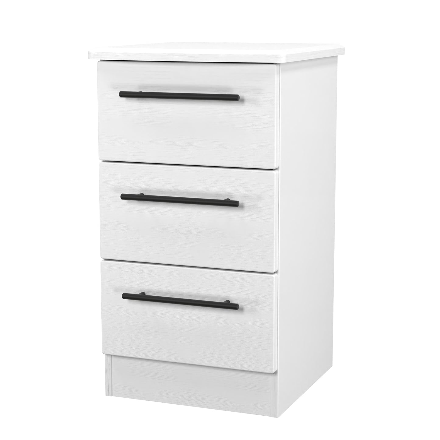 Beverley Bedside Table White 3 Drawers 70cm