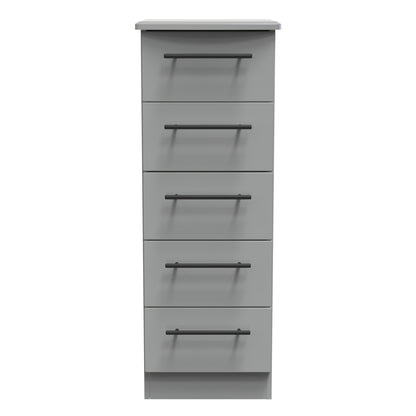 Beverley Tall Tallboy Grey 5 Drawers 108cm