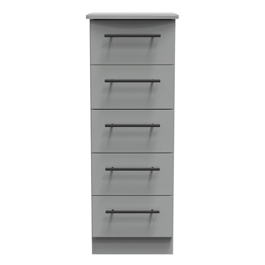 Beverley Tall Tallboy Grey 5 Drawers 108cm