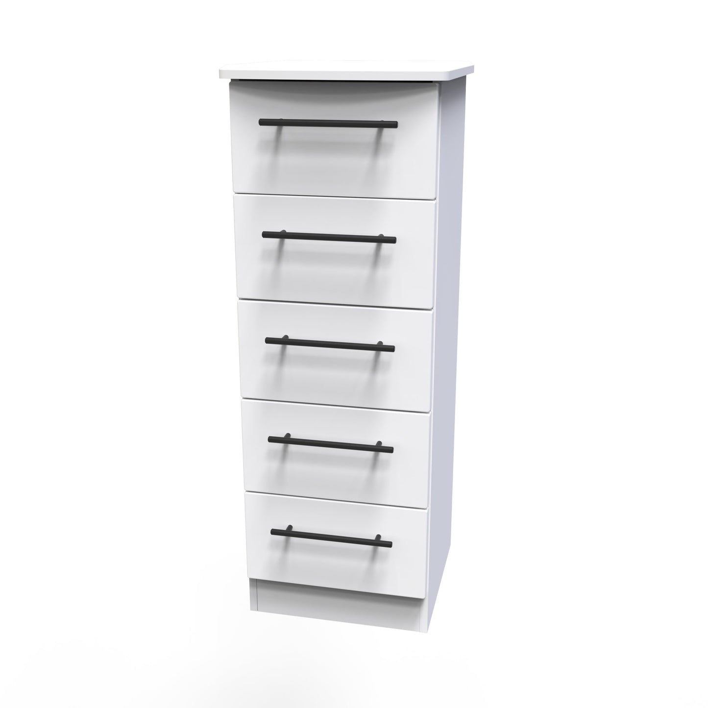 Beverley Tall Tallboy White 5 Drawers 108cm