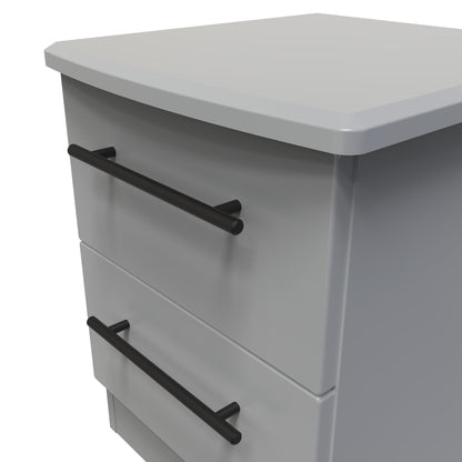 Beverley Bedside Table Grey 2 Drawers 51cm