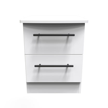 Beverley Bedside Table White 2 Drawers 51cm