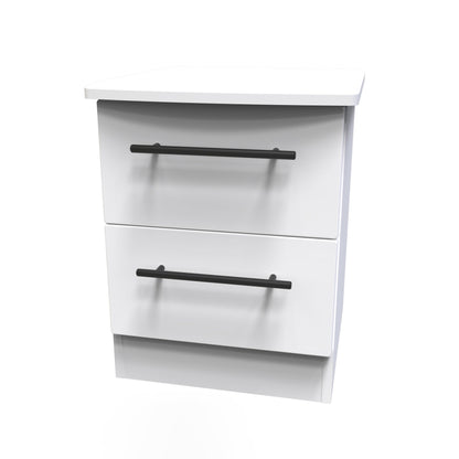 Beverley Bedside Table White 2 Drawers 51cm