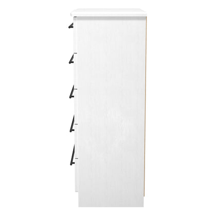 Beverley Tall Chest of Drawers White 5 Drawers 108cm