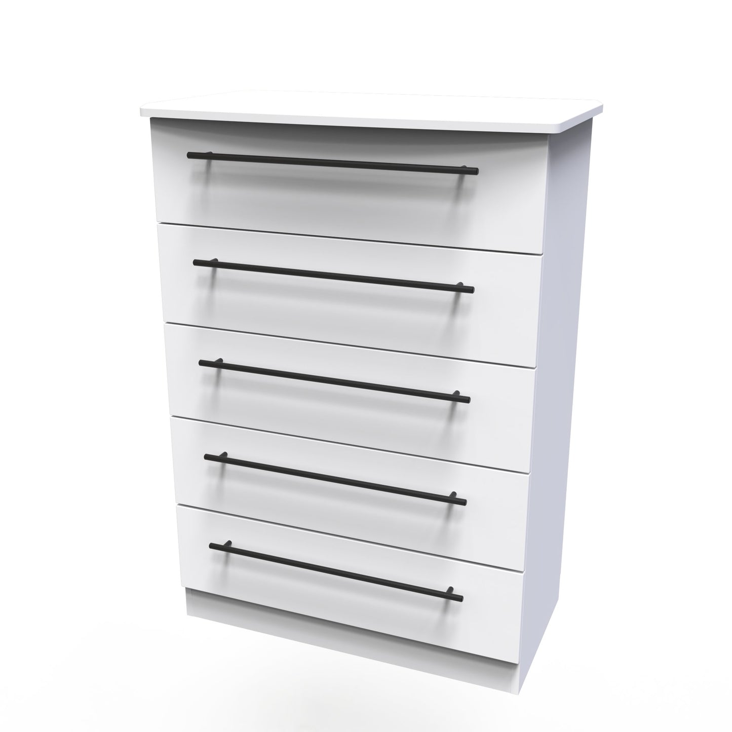 Beverley Tall Chest of Drawers White 5 Drawers 108cm