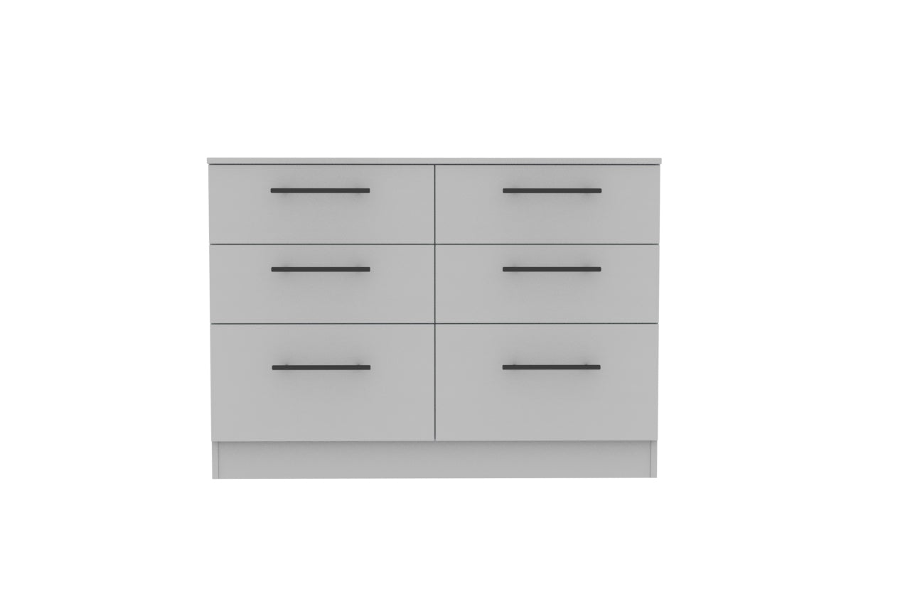Beverley Large Chest of Drawers Grey 6 Drawers 112cm