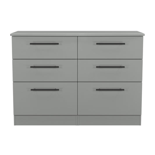 Beverley Large Chest of Drawers Grey 6 Drawers 112cm