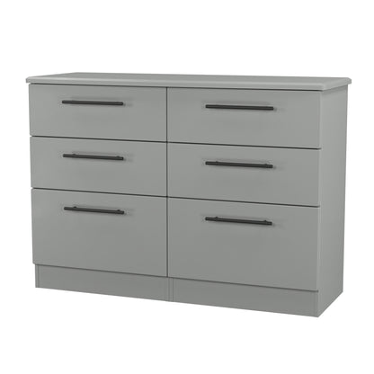 Beverley Large Chest of Drawers Grey 6 Drawers 112cm