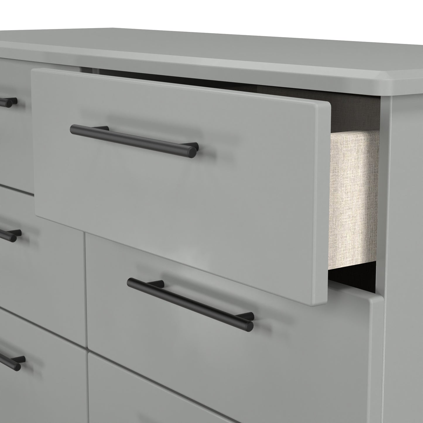 Beverley Large Chest of Drawers Grey 6 Drawers 112cm