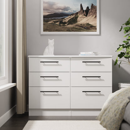 Beverley Large Chest of Drawers White 6 Drawers 112cm