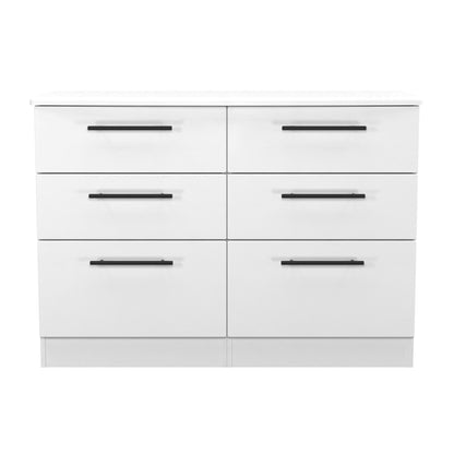 Beverley Large Chest of Drawers White 6 Drawers 112cm