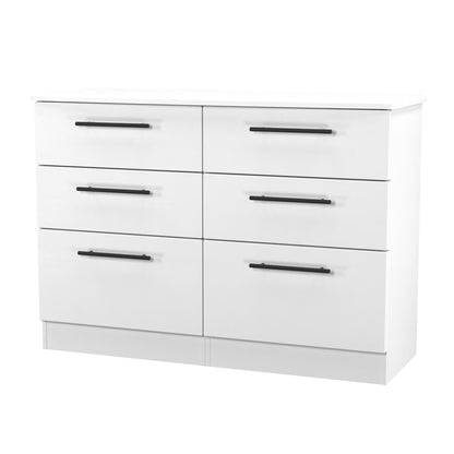 Beverley Large Chest of Drawers White 6 Drawers 112cm