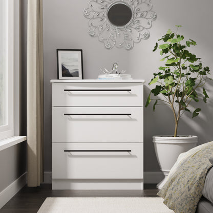 Beverley Chest of Drawers White 3 Drawers 42cm