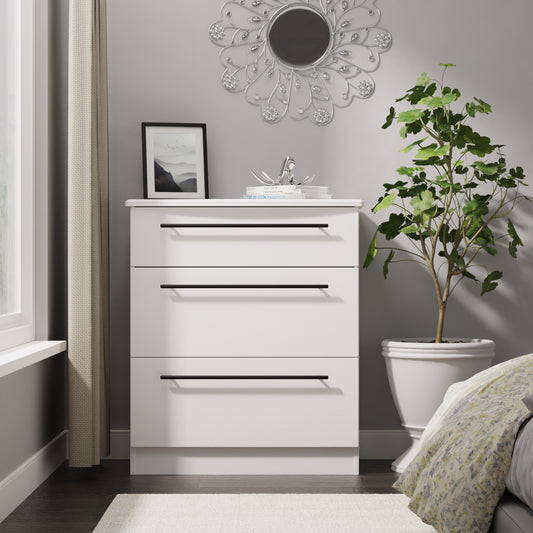 Beverley Chest of Drawers White 3 Drawers 42cm