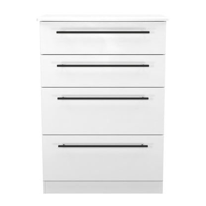 Beverley Tall Chest of Drawers White 4 Drawers 108cm