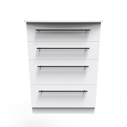 Beverley Tall Chest of Drawers White 4 Drawers 108cm