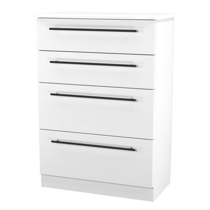 Beverley Tall Chest of Drawers White 4 Drawers 108cm