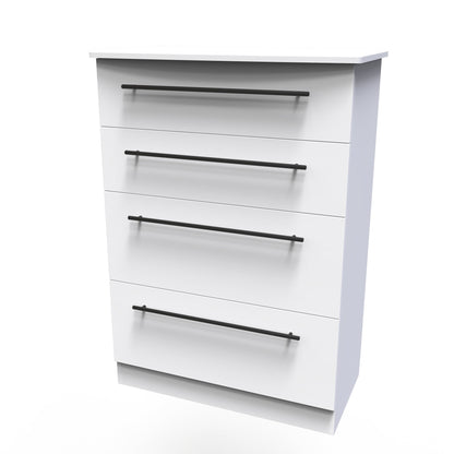 Beverley Tall Chest of Drawers White 4 Drawers 108cm