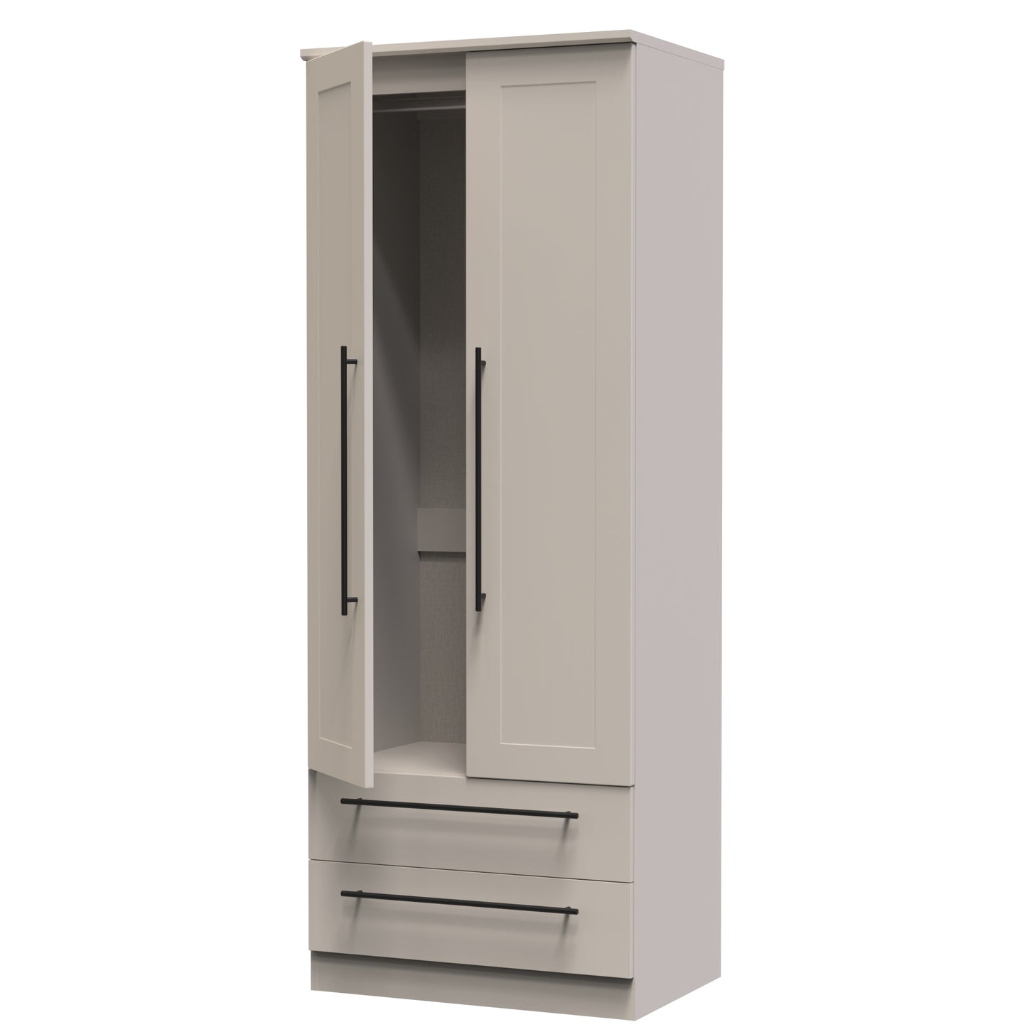 Beverley Tall Wardrobe Off-White 2 Doors 2 Drawers 196cm