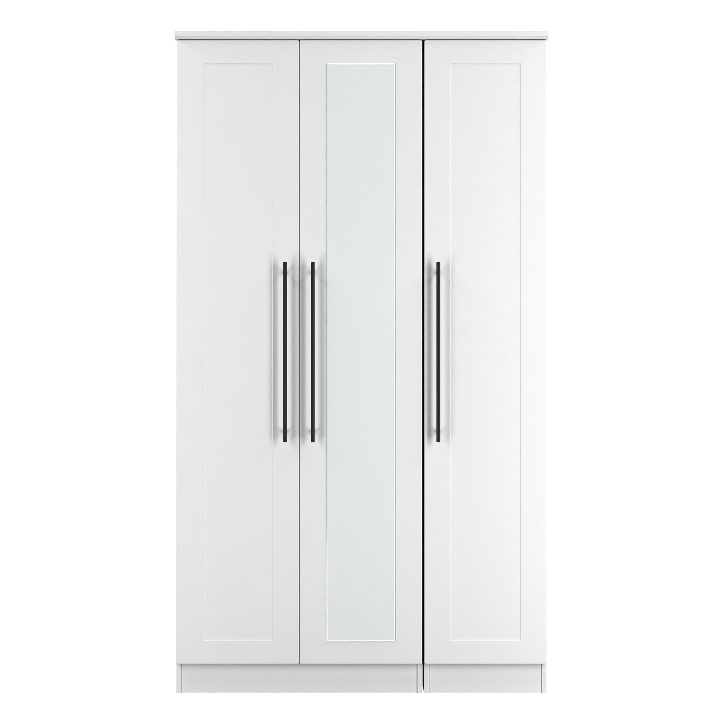 Beverley Tall Mirror Wardrobe White 3 Doors 1 Shelf 196cm
