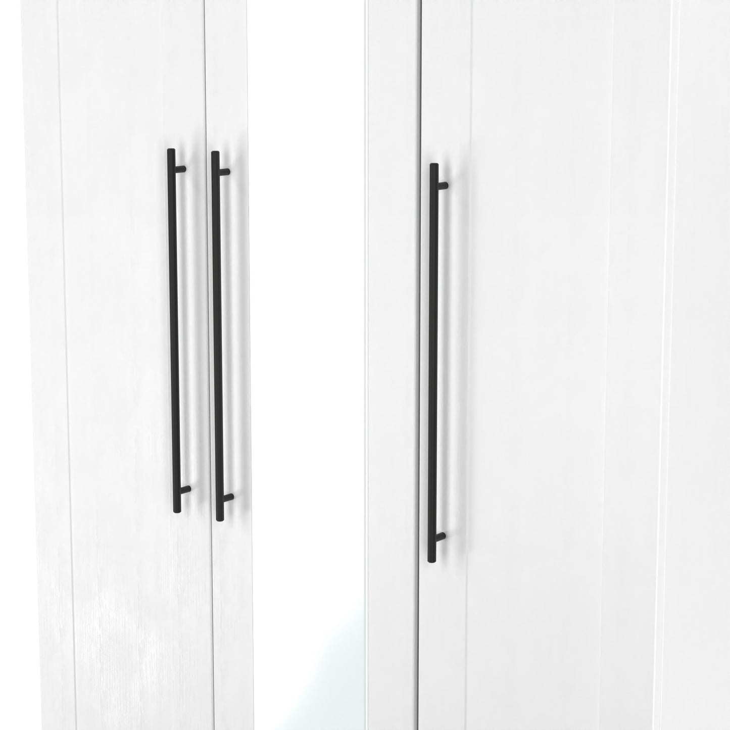 Beverley Tall Mirror Wardrobe White 3 Doors 1 Shelf 196cm