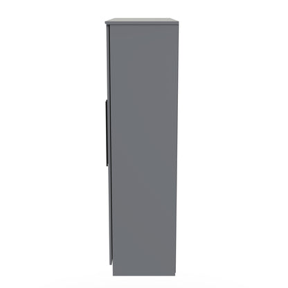 Beverley Tall Mirror Wardrobe Grey 4 Doors 1 Shelf 196cm