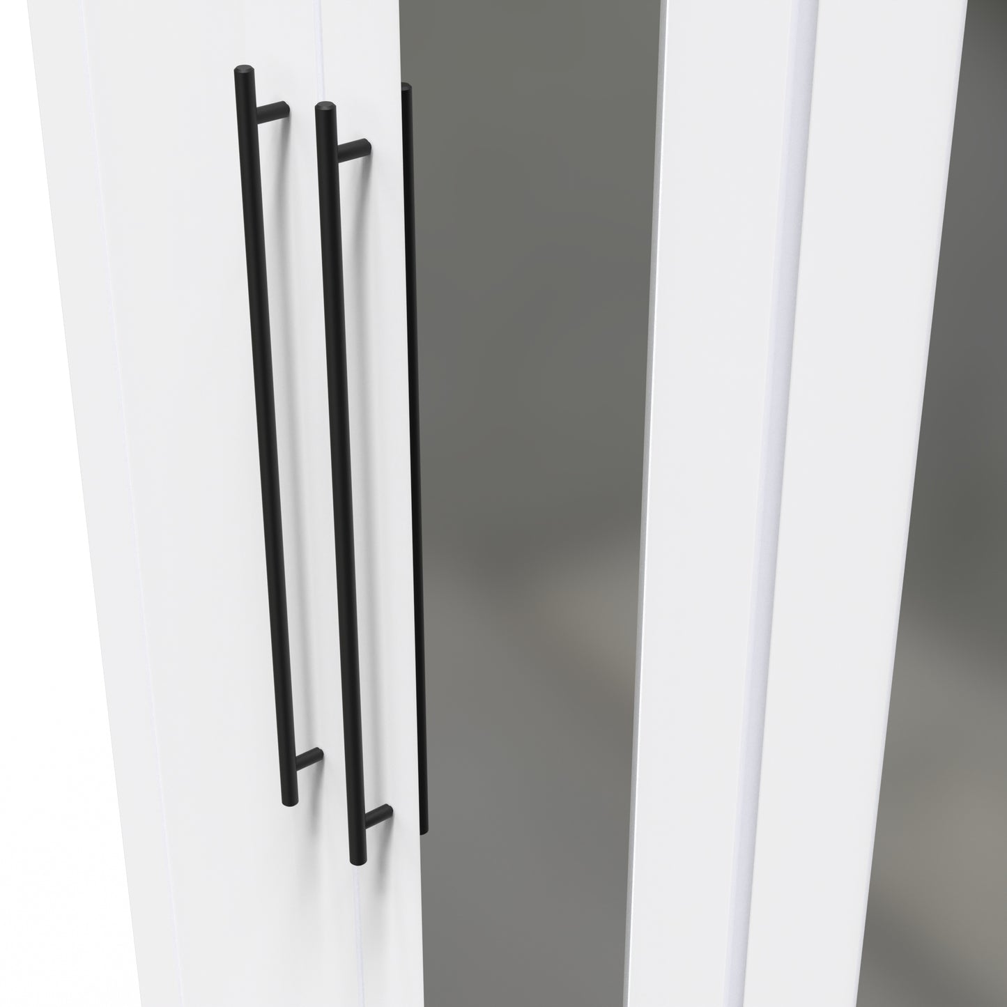 Beverley Tall Mirror Wardrobe White 4 Doors 1 Shelf 196cm