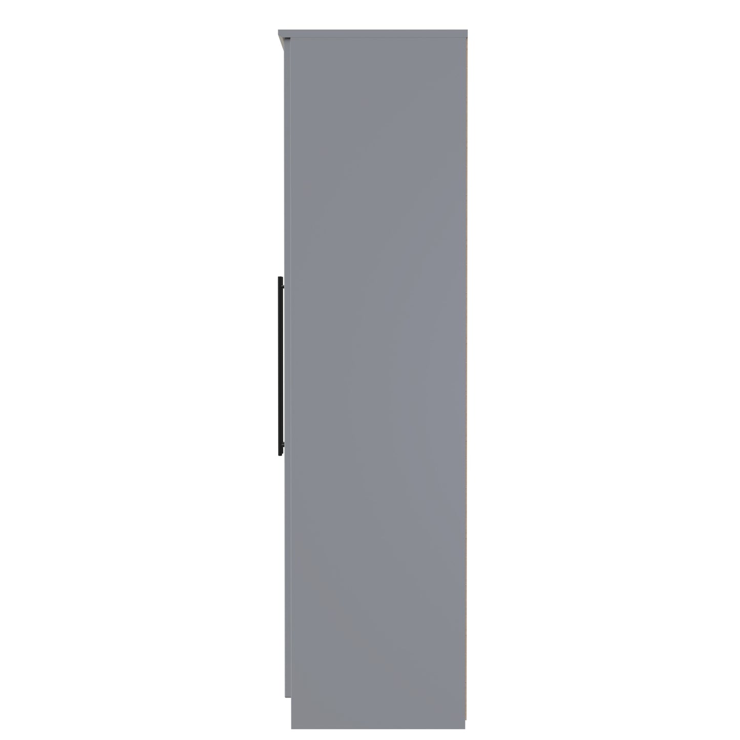Beverley Tall Mirror Wardrobe Grey 5 Doors 2 Shelves 2 Drawers 196cm