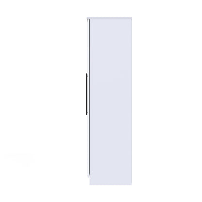 Beverley Tall Mirror Wardrobe White 5 Doors 2 Shelves 2 Drawers 196cm